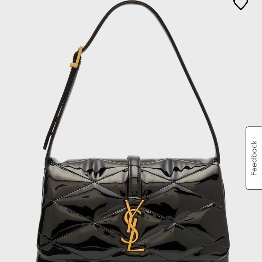 Yves Saint Laurent Black Quilted Shoulder Bag with Gold Logo monogram